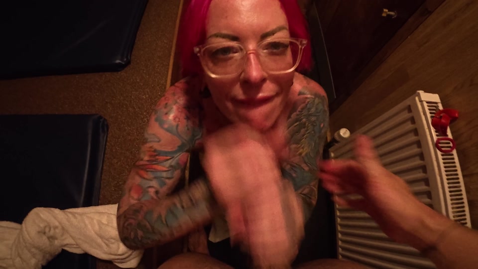 Nudist Sauna British Punk Pink Hair Slut Piggy Mouth Fucked in Nudist Spa screenshot 3