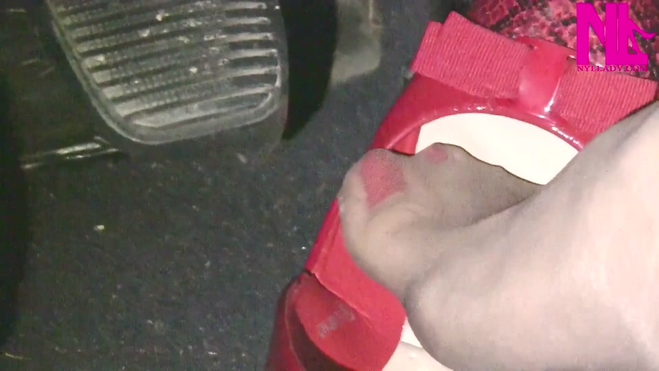 Light and Slow Pedal Pumping in Red Patent Flats and Red Trousers
