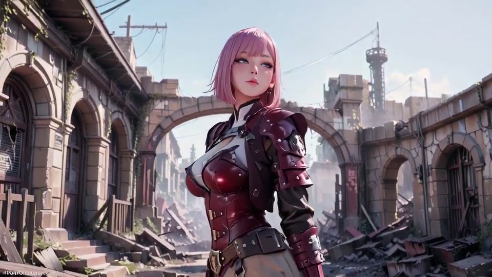 Pink-Haired Mech Warrior! The Cold Beauty of the Wasteland. Red and white armor hiding secrets?