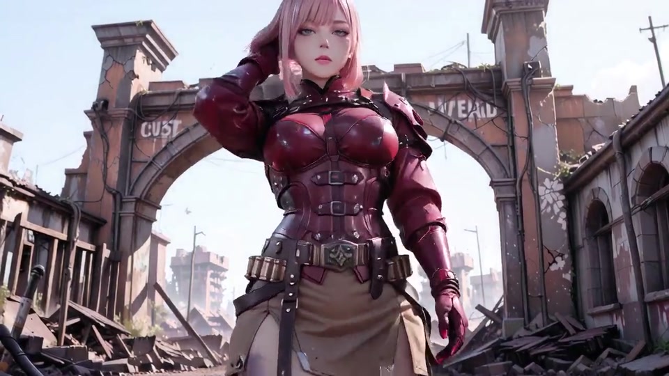 Pink-Haired Mech Warrior! The Cold Beauty of the Wasteland. Red and white armor hiding secrets? screenshot 2