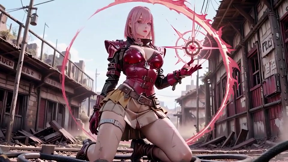 Pink-Haired Mech Warrior! The Cold Beauty of the Wasteland. Red and white armor hiding secrets? screenshot 3