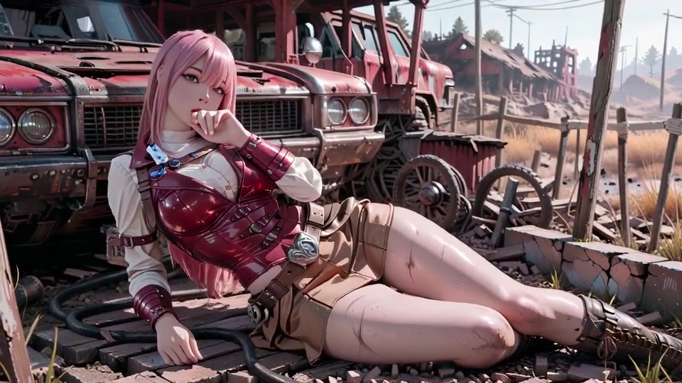 Pink-Haired Mech Warrior! The Cold Beauty of the Wasteland. Red and white armor hiding secrets? screenshot 4