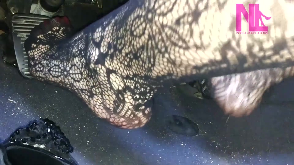 Sexy Pedal Pumping in Black Floral Fishnets screenshot 3