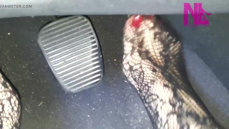 Sexy Pedal Pumping in Black Floral Fishnets screenshot 5