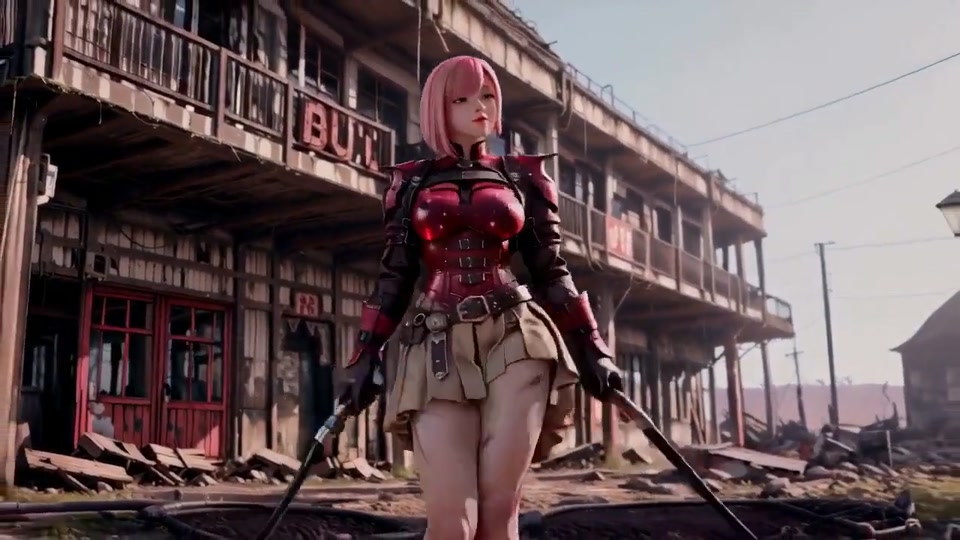 Pink-haired Mech Warrior! Lazy Sensuality in the Wasteland Ruins, Wet Close-ups Against Pure White Backgrounds screenshot 2