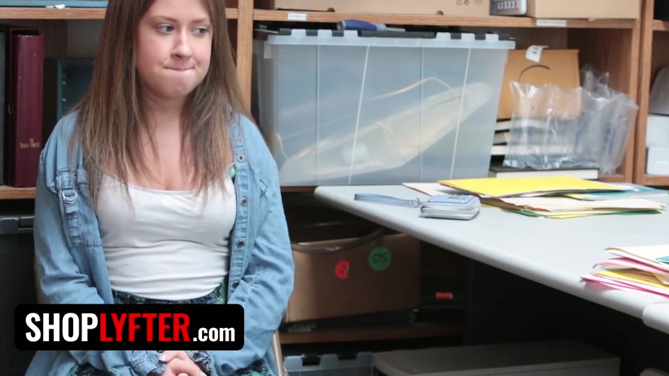Shoplyfter - Pretty Petite Babe Brooke Bliss Bends Over the Officer's Desk and Spreads Her Legs screenshot 2