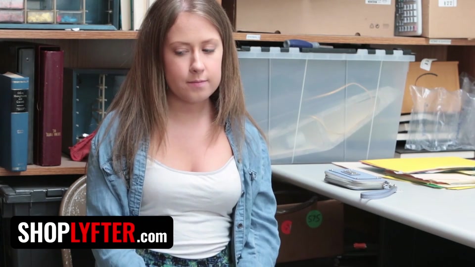 Shoplyfter - Pretty Petite Babe Brooke Bliss Bends Over the Officer's Desk and Spreads Her Legs screenshot 3