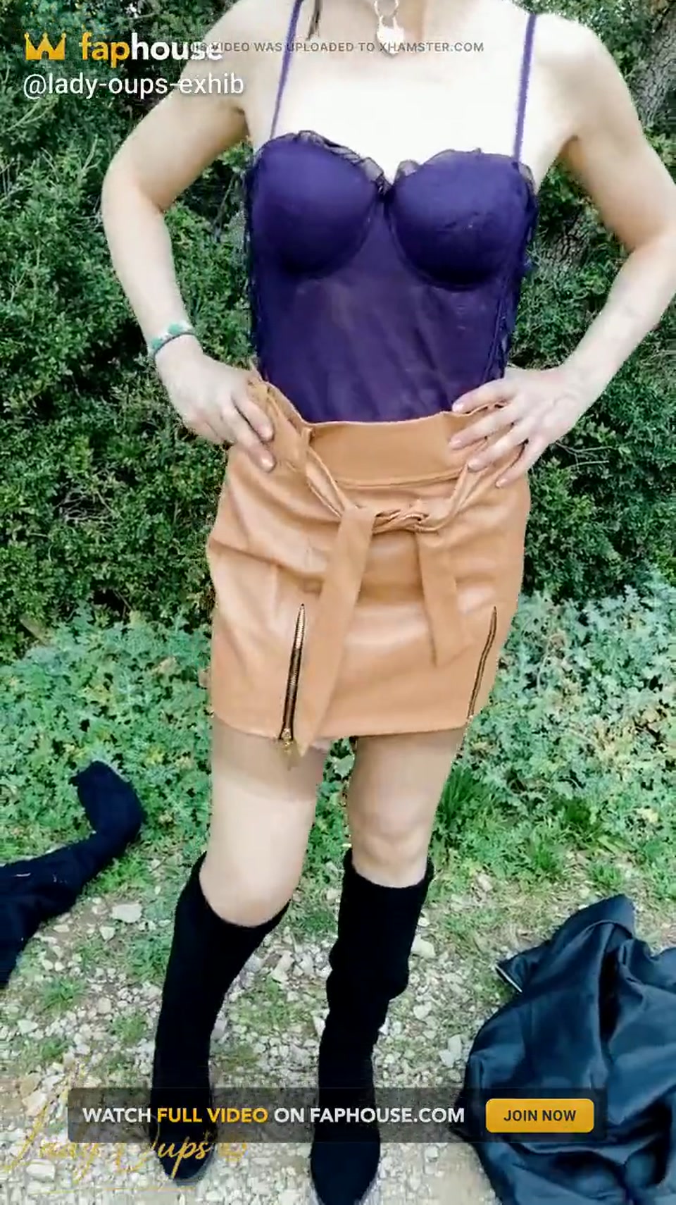 Lady Oups Submissive Stepmom in Leather Skirt and Collar