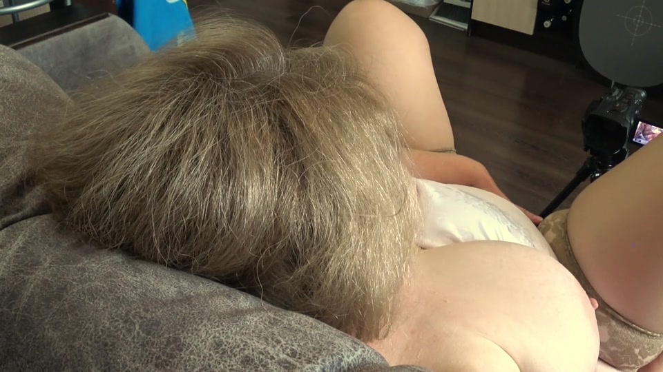 Big Tits From Above. a Camera Watches From the Side as a Plump MILF Masturbates and Records a Video. screenshot 4
