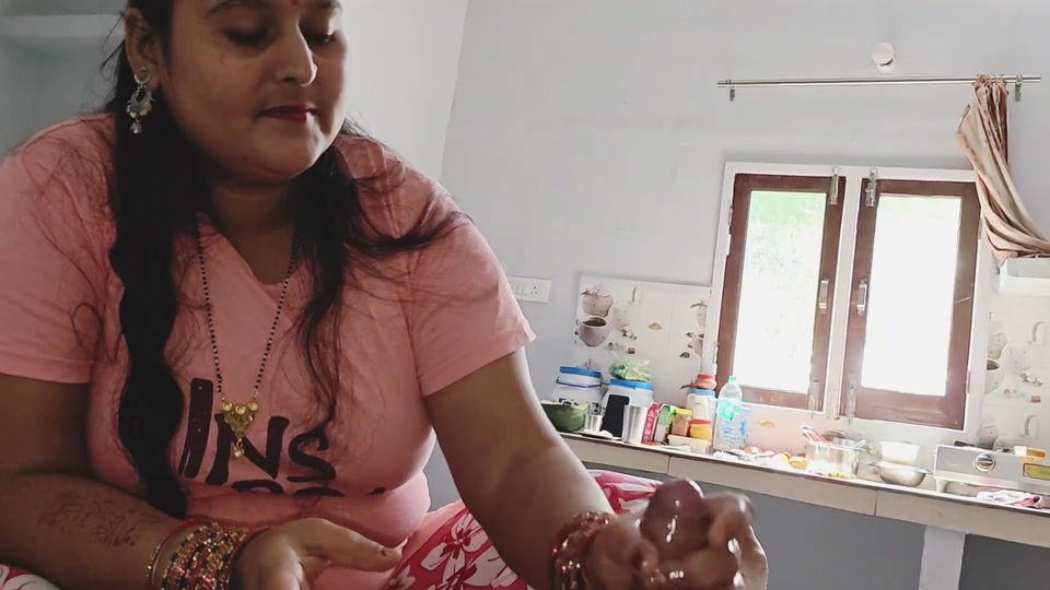 Oiling dick and smoothly handjob then cum in mouth