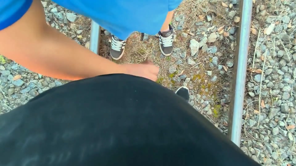 Goth Doll in the Middle of Nature Sucking Cock BJ Outdoors screenshot 2