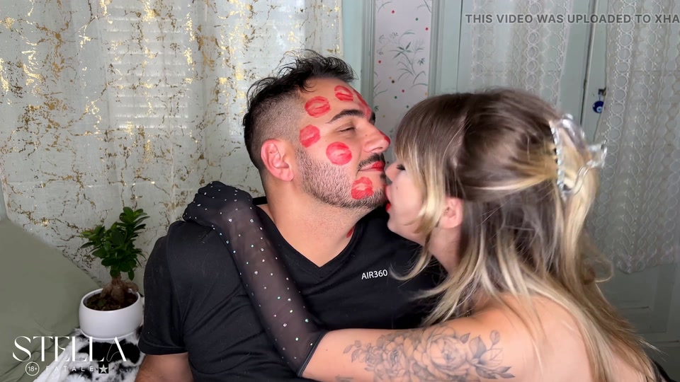 Red Lipstick Kisses Cover His Entire Face screenshot 2