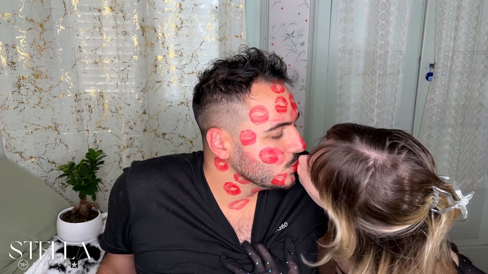 Red Lipstick Kisses Cover His Entire Face screenshot 6