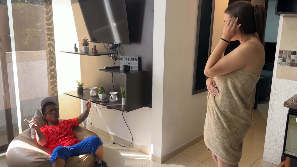 I Find Out That My Stepbrother's Friend Is Alone in the Living Room so I Take the Opportunity to Show Him My Tits and Be Able to screenshot 5