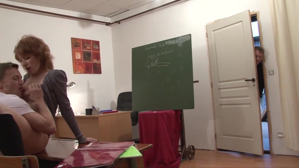 Two boys fucking a girl in the class