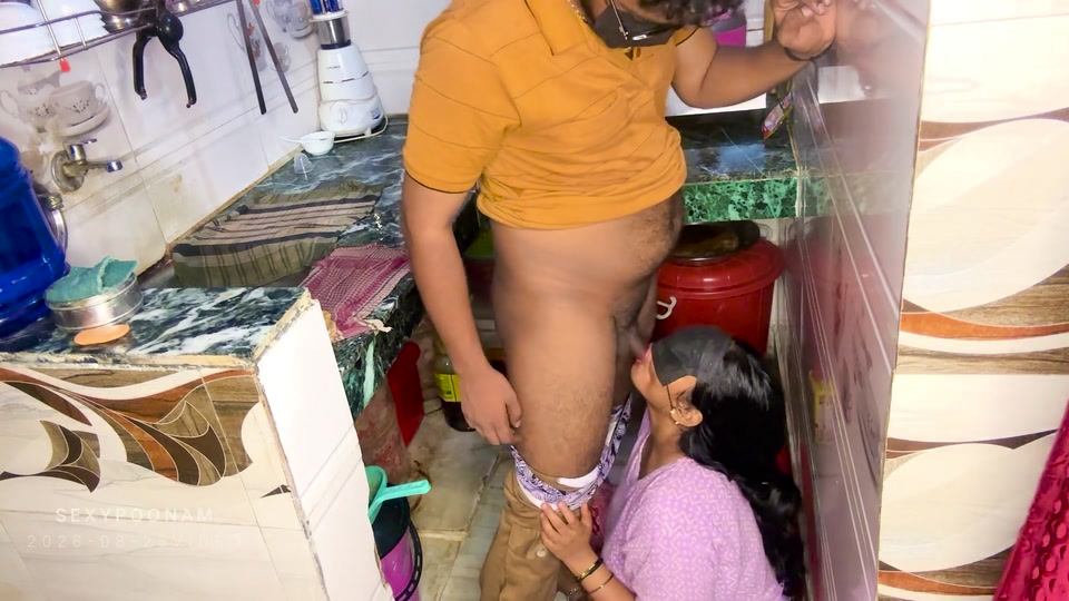 Desi Bhabhi Puts Pomegranate Seeds on Devar’s Cock and Sucks It Before Hard Kitchen Fuck screenshot 3