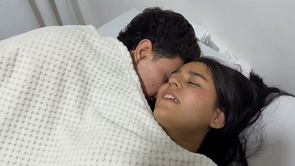 My Horny Boyfriend Gives Me a Hard Fuck No Matter That My Little Stepbrother Is by Our Side.
