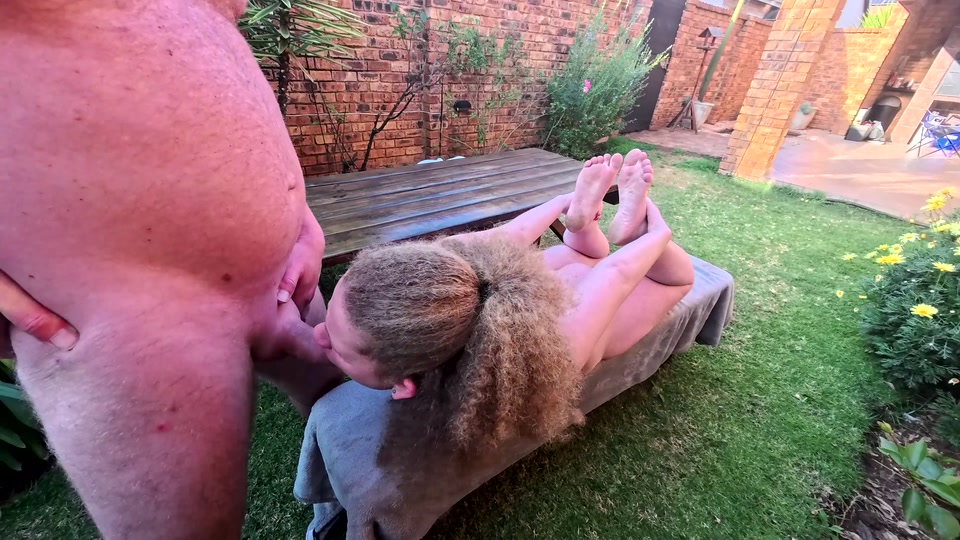 Blonde MILF Displaying Her Bare Feet While Sucking Cock screenshot 2