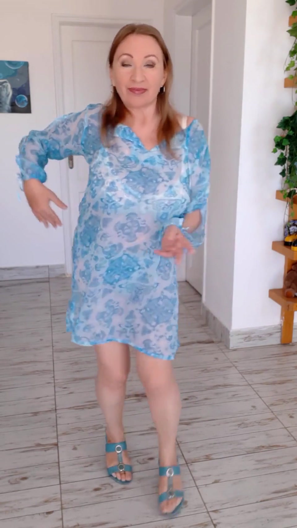Hot Busty MILF Teasing in Blue Lingerie screenshot 6